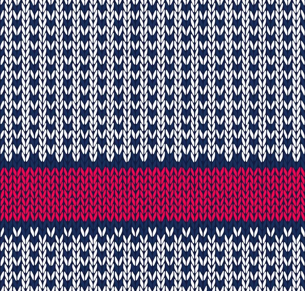 Style sans couture Bleu Blanc Rouge Couleur tricoté Modèle vectoriel — Image vectorielle