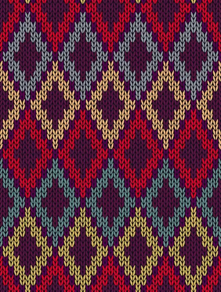 Stricken wollenen nahtlosen Jacquard Ornament Textur. Stofffarbe tra — Stockvektor