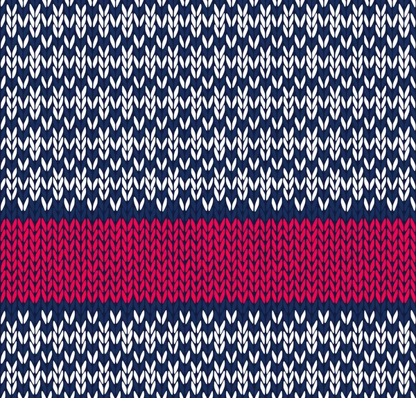 Style Seamless Marine Bleu Blanc Rouge Couleur tricoté vecteur Patter — Image vectorielle