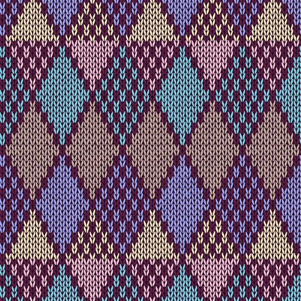 Style sans couture tricoté Pattern.Blue Rose Jaune Couleur Illustrati — Image vectorielle