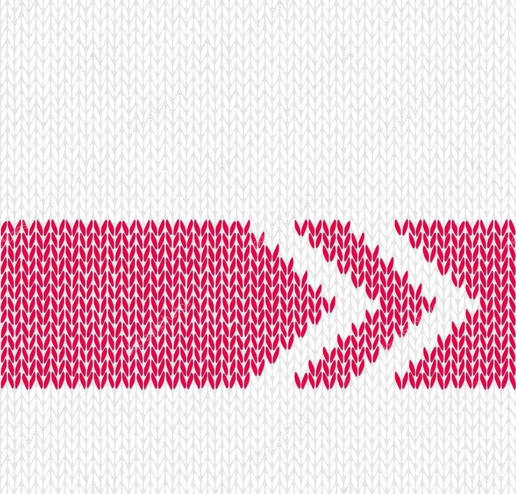 Style Seamless White with Red Arrow Color Knitted Vector Pattern