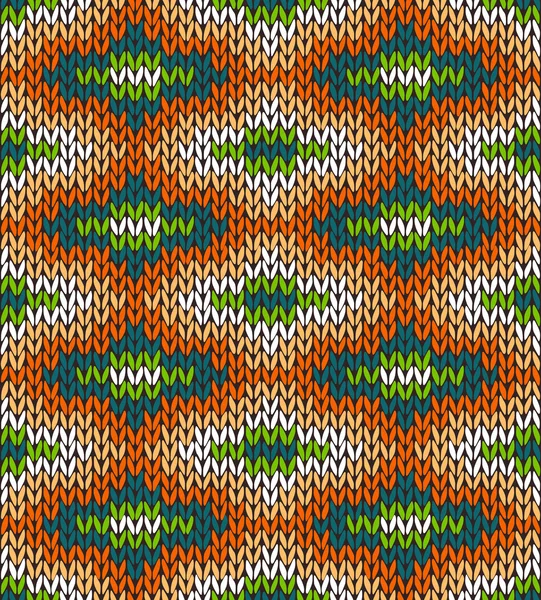 Stil sömlös stickad mönster. blå grön orange vit färg il — Stock vektor