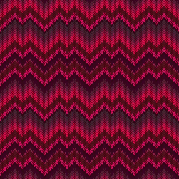 Patter lavorato a maglia ornamentale senza cuciture della passione di stile rosso di onda di zig-zag — Vettoriale Stock