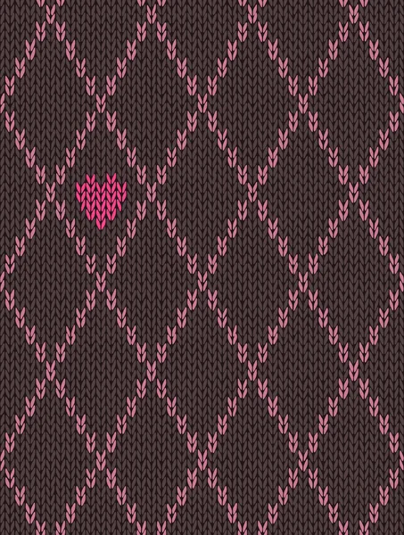 Estilo rosa sin costuras de color marrón patrón de punto — Vector de stock