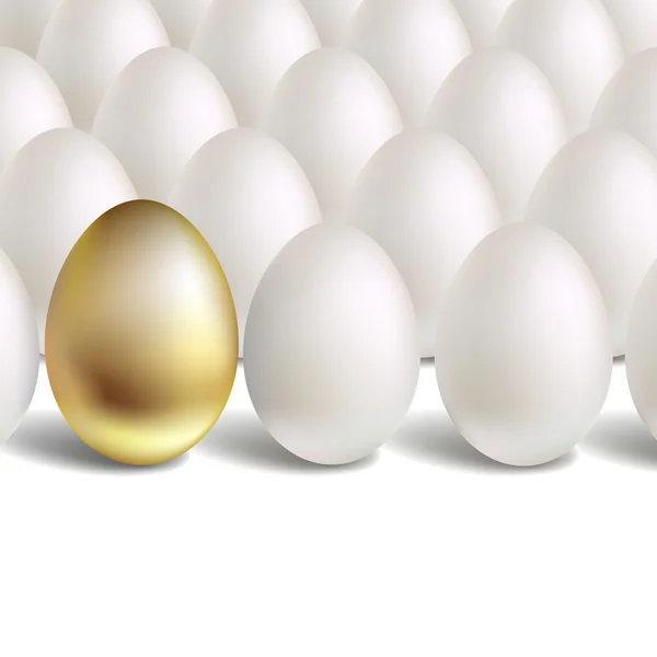 Goldvektor-Ei-Konzept. weiße und einzigartige goldene Eier — Stockvektor