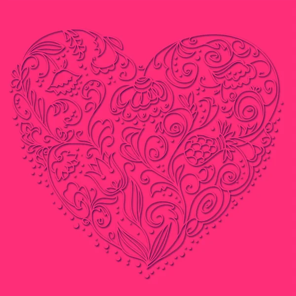 Fondo vectorial de corazón con patrón floral — Archivo Imágenes Vectoriales