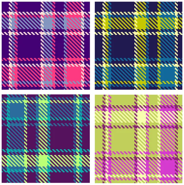 Set of Seamless Checkered Vector Plaid Pattern — Stock Vector