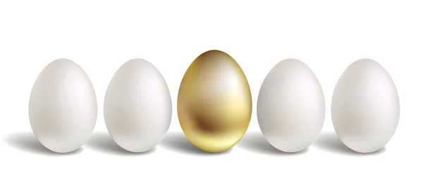 Gold Vector Egg Concept. Uova d'oro bianche e uniche — Vettoriale Stock