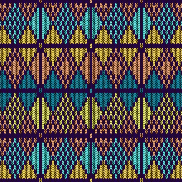 Стиль безшовні в'язані Pattern.Blue помаранчевий жовтий колір Illustra — стоковий вектор