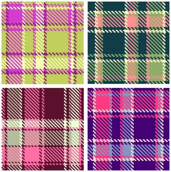 Set of Seamless Checkered Vector Plaid Pattern — Stock Vector