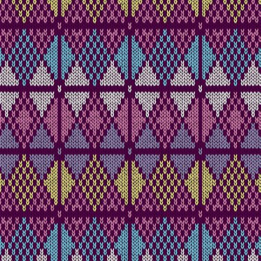 Stil Dikişsiz örgü pattern.blue pembe sarı renk illustrati