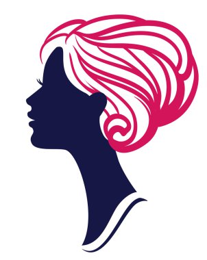 güzel womanl silueti ile şık bir saç modeli