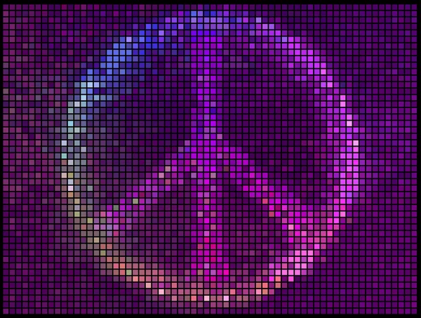 Signo de paz Multicolor abstracto luces fondo. Píxel cuadrado m — Archivo Imágenes Vectoriales