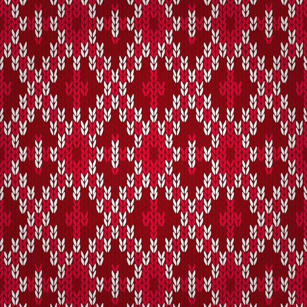 Motif tricoté rouge de Noël sans couture. Style Tricot laine jacqua — Image vectorielle