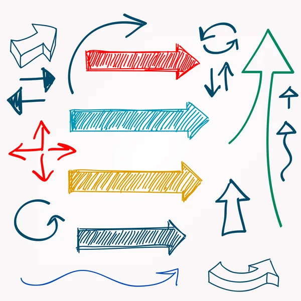 Conjunto de elementos de projeto esboçado seta cor ilustração vetorial — Vetor de Stock