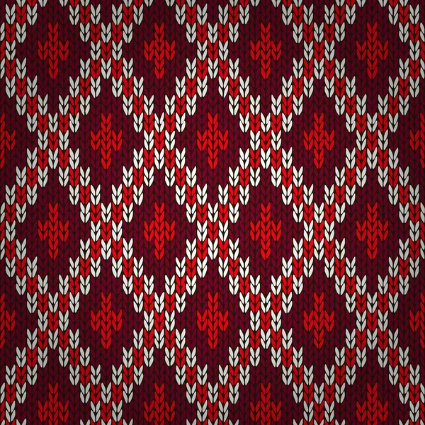 Modèle tricoté rouge sans couture — Image vectorielle