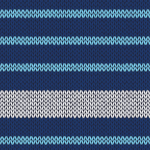 Sömlös stickad mönster med blå vita ränder — Stock vektor