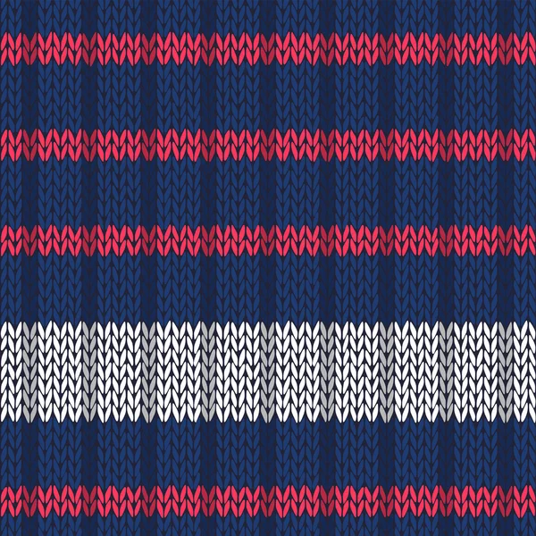 Motif tricoté sans couture avec des rayures blanches rouges — Image vectorielle