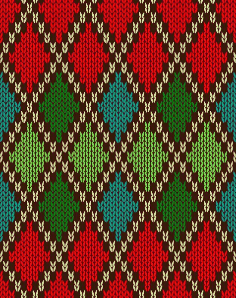 Naadloze Kerstmis gebreide patroon. stijl brei wollen jacquard o — Stockvector