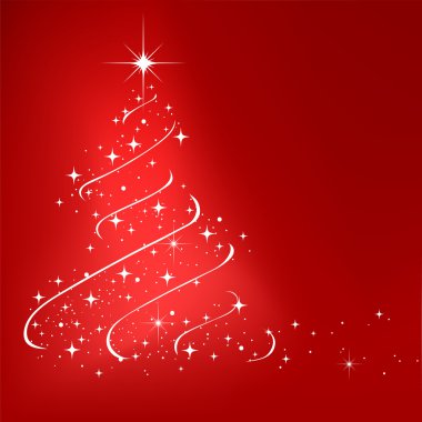soyut kış kırmızı arka plan ile yıldızlar Noel ağacı