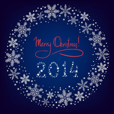 kar taneleri ile Noel çelenk arka plan