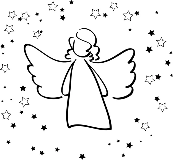 Ángel y estrellas — Vector de stock