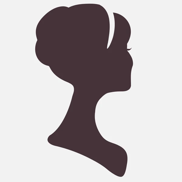 Hermosa silueta de cabeza de mujer con peinado elegante — Vector de stock