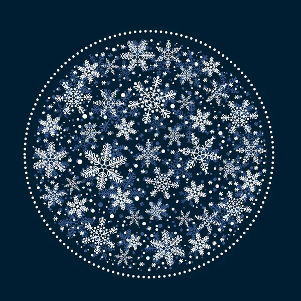 Joulun tausta valkoinen lumihiutaleet pallo — vektorikuva