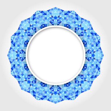 Dijital mavi kenarlıklı soyut beyaz yuvarlak çerçeve