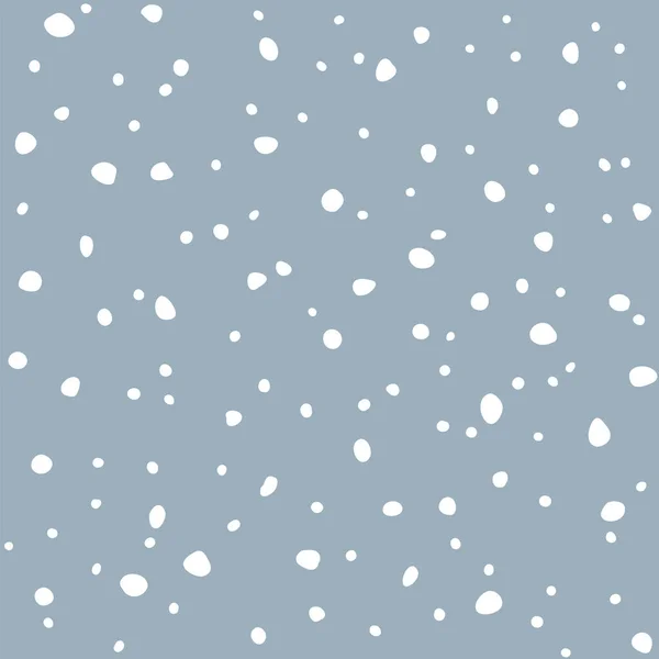 Falling snow seamless pattern. White snow and blue sky vector background. Winter snowfall. — Stock Vector