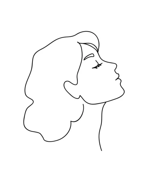 Profil Femme Aux Cheveux Longs Portrait Féminin Concept Beauté Illustration — Image vectorielle