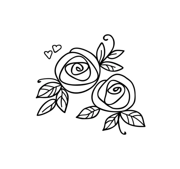 ¡Rose! Símbolo de flor estilizada. Elemento decorativo para boda, diseño de cumpleaños . — Vector de stock