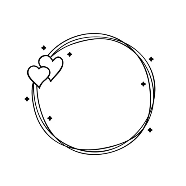 Round frame with hearts on a white background. — Stock Vector