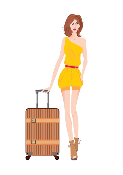 Mujer viajera — Vector de stock