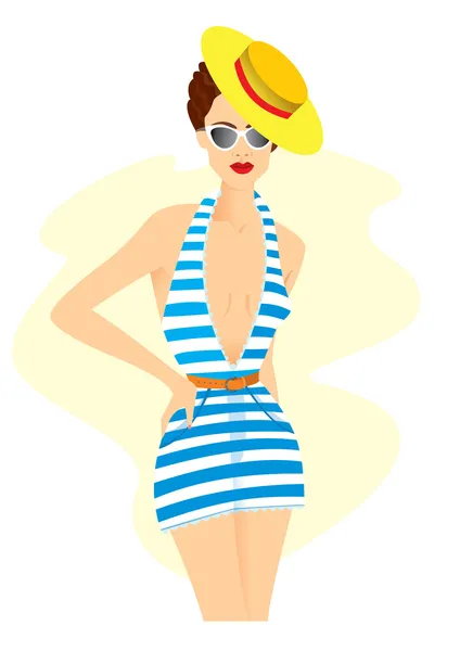 Woman in a bathing suit — Stock Vector