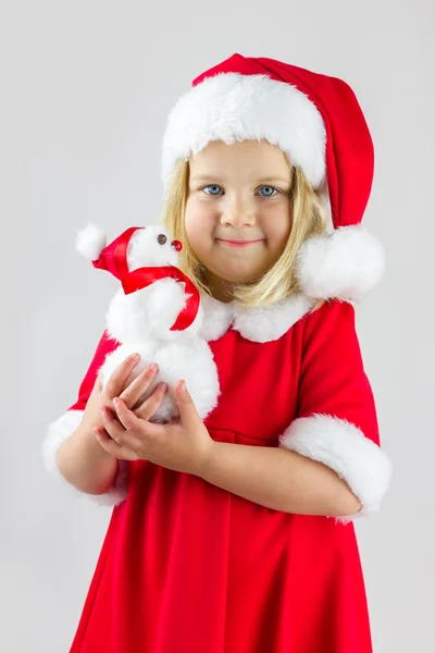 Douce fille dans un costume de Noël rouge — Photo