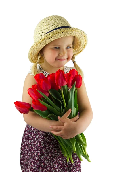 Fille avec des fleurs — Photo