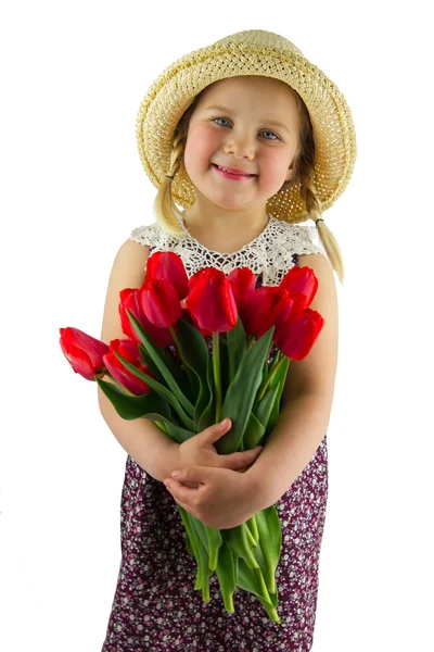 Meisje met bloemen — Stockfoto