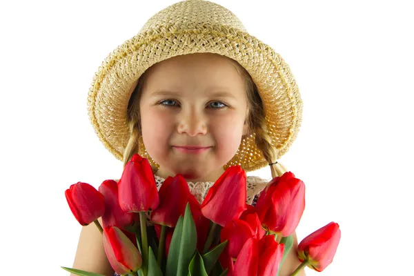 Ragazza con fiori — Foto Stock