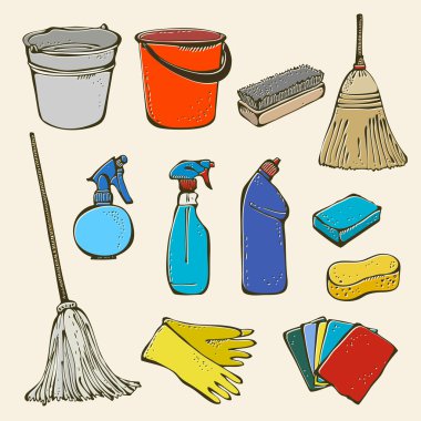 Cleaning tool set clipart