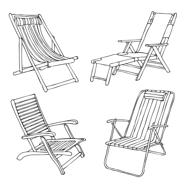 Conjunto de sillas de playa — Vector de stock