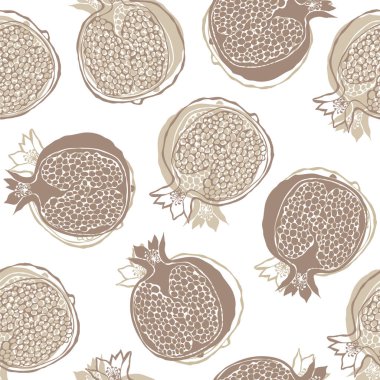 Nar vektörü pürüzsüz desen, el çizimi meyve arkaplanı