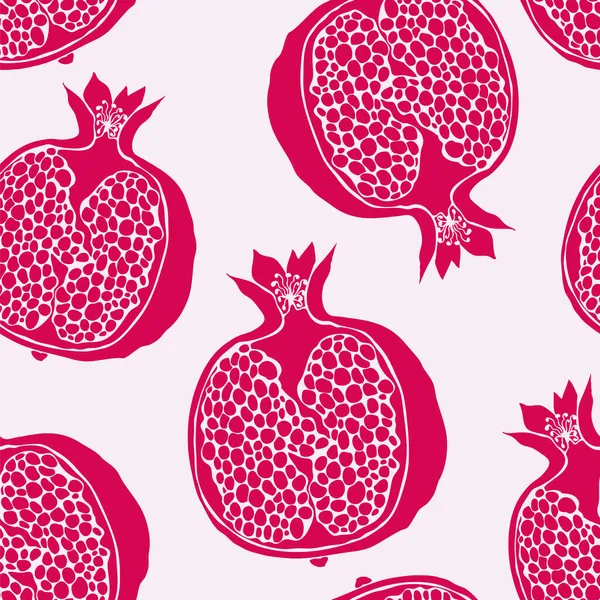 Granatapfel Vektor Nahtlose Muster Hand Gezeichnet Obst Lebensmittel Hintergrund — Stockvektor