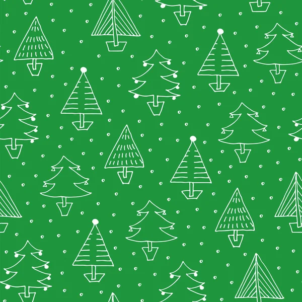 Χριστουγεννιάτικα Δέντρα Χωρίς Ραφή Μοτίβο Ζωγραφισμένα Στο Χέρι Έλατα Χειμώνα — Διανυσματικό Αρχείο