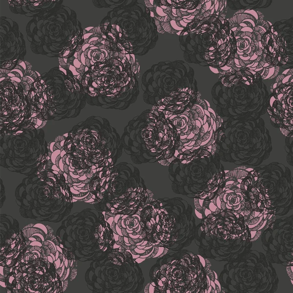 Flowers Vector Seamless Pattern Decorative Floral Background Hand Drawn Ranunculus — Stock Vector