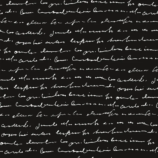 Texte Abstrait Manuscrit Motif Sans Couture Vecteur Monochrome Script Fond — Image vectorielle