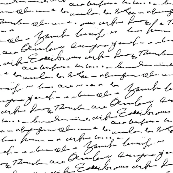 Padrão Sem Emenda Texto Abstrato Manuscrito Fundo Script Monocromático Vetorial — Vetor de Stock