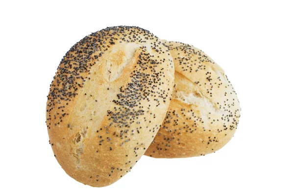 Beyaz arka plan üzerinde taze ekmek yemek — Stok fotoğraf