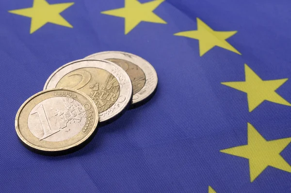 Moedas em euros — Fotografia de Stock
