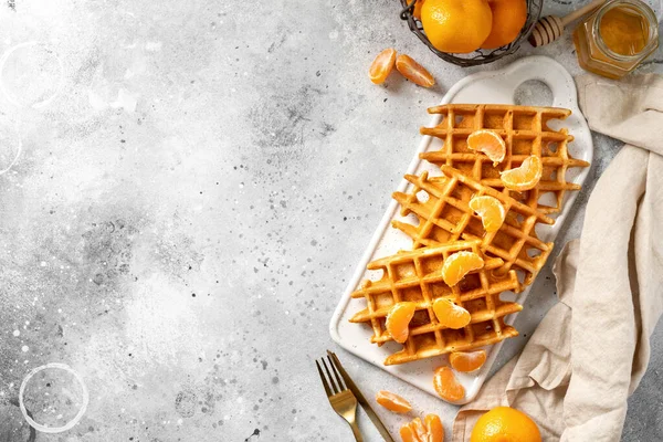 Gofres Jengibre Caseros Con Mandarinas Deliciosos Pasteles Navidad Una Vista — Foto de Stock